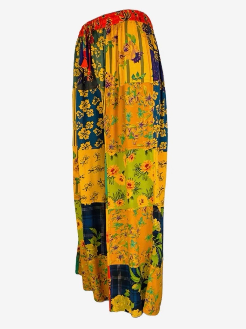 The Collection Royal Rayon Floral Patches Palazzo Pants Boho Hippie Casual NWT - Picture 4 of 5